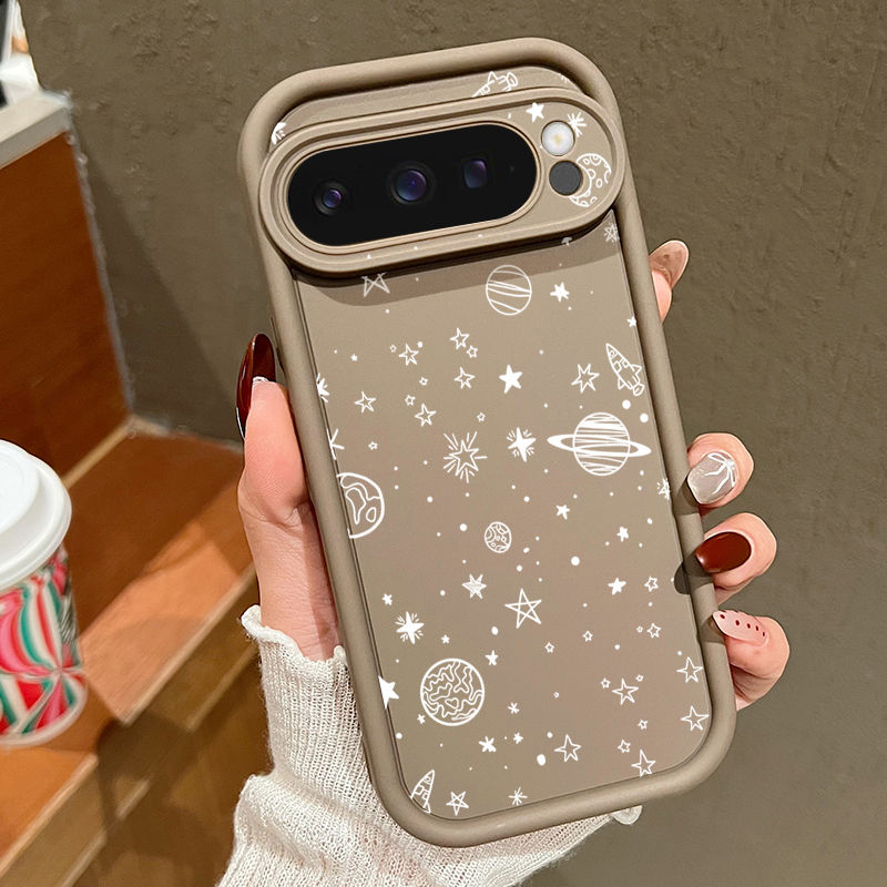Google Pixel 9 - Schitterende Ster Maan Patroon Telefoonhoesje Voor